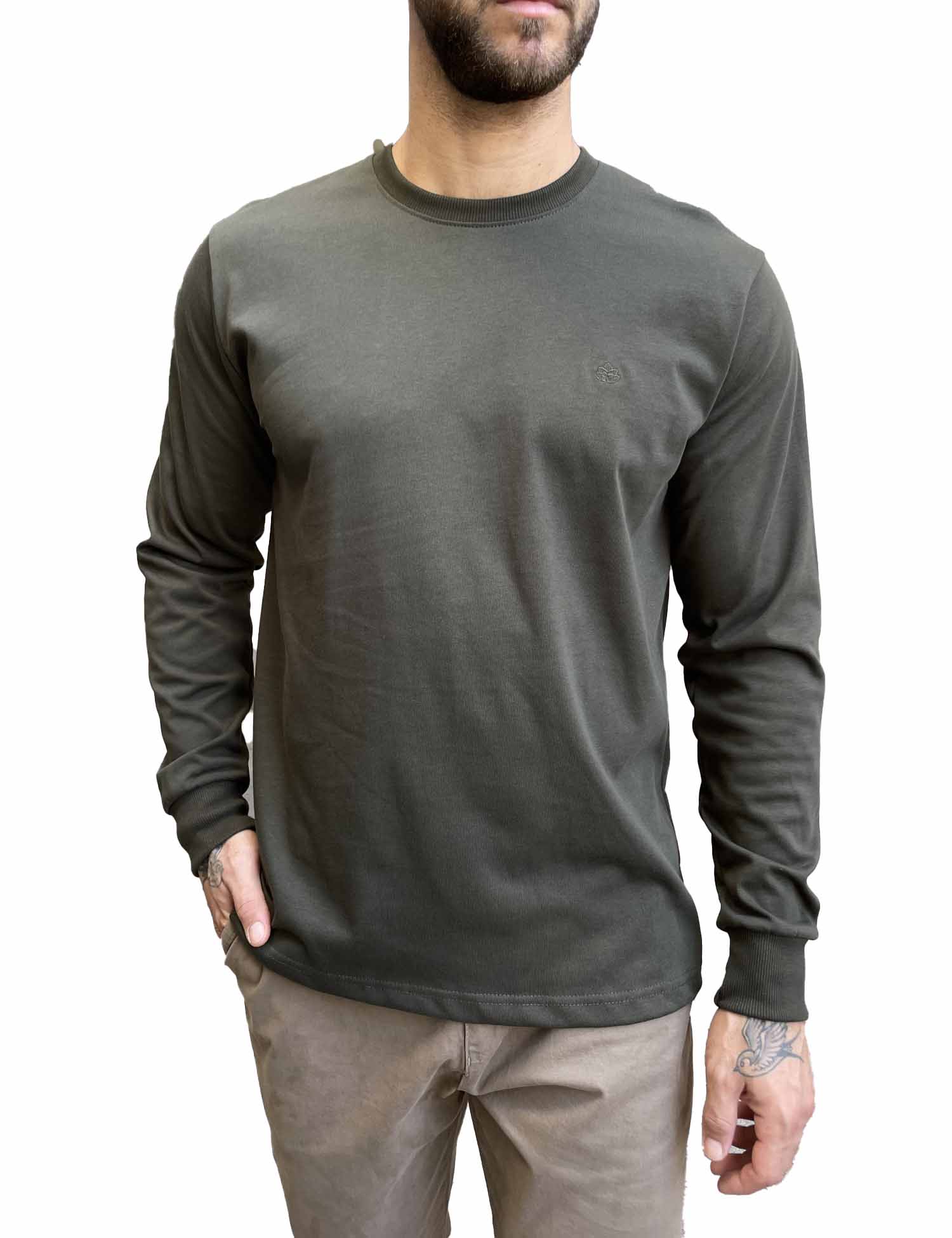 Everbest Ανδρική χακί βαμβακερή μπλούζα Plus size 2610160X φωτογραφία